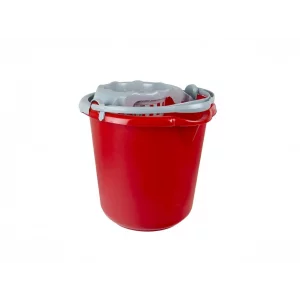 Set găleată plastic 10 L + storcător pentru mop roșie