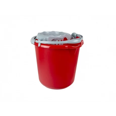 Set găleată plastic 10 L + storcător pentru mop roșie