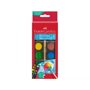 Acuarele pastilă 24 mm + pensulă Faber-Castell 12 culori/set