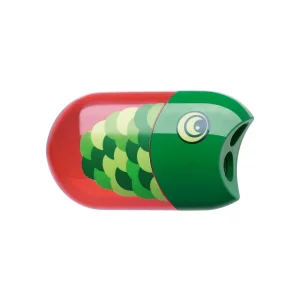 Ascuțitoare plastic dublă cu container și radieră pește Faber-Castell