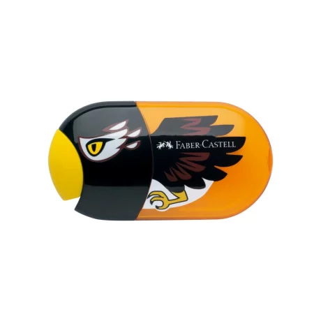 Ascuțitoare plastic dublă cu container și radieră vultur Faber-Castell