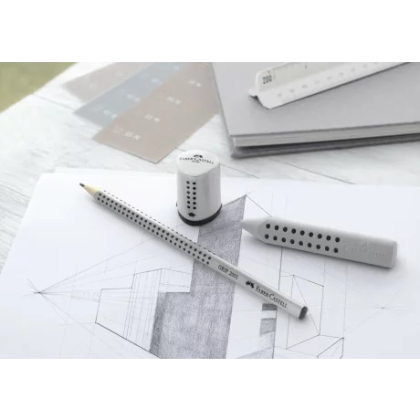 Ascuțitoare plastic simplă cu container mini grip 2001 gri Faber-Castell