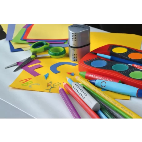 Ascuțitoare plastic triplă cu container grip 2001 gri Faber-Castell