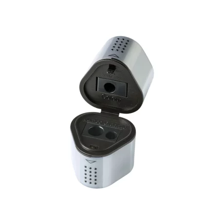 Ascuțitoare plastic triplă cu container grip 2001 gri Faber-Castell