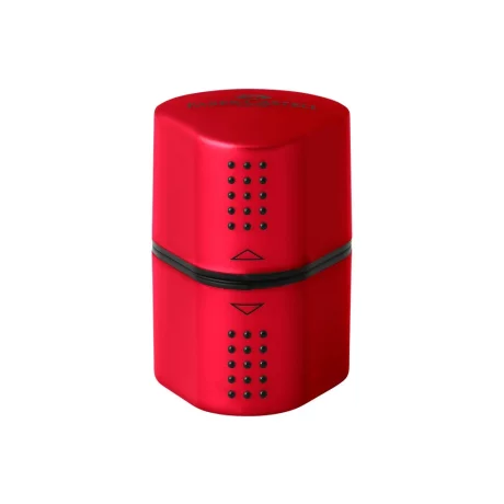 Ascuțitoare plastic triplă cu container grip 2001 roșie/albastră Faber-Castell