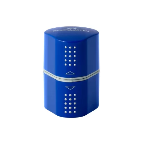 Ascuțitoare plastic triplă cu container grip 2001 roșie/albastră Faber-Castell