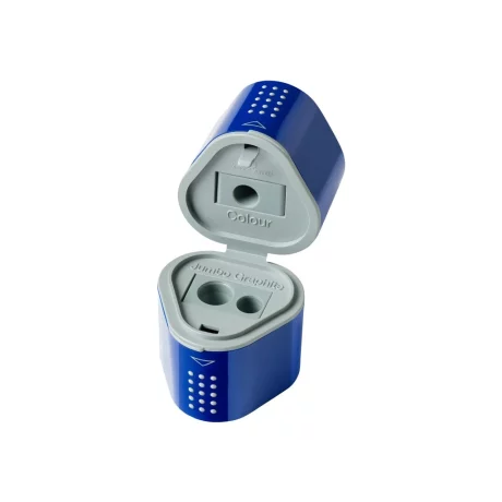 Ascuțitoare plastic triplă cu container grip 2001 roșie/albastră Faber-Castell