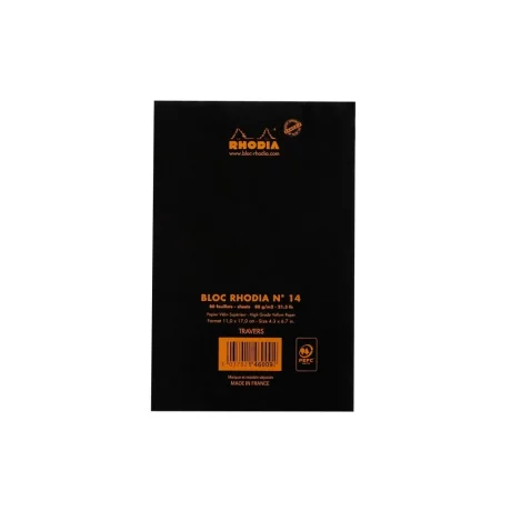 Blocnotes 11 x 7 cm, capsat, 80 file, N°14, Rhodia Basic, black