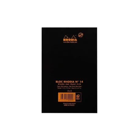 Blocnotes 11 x 7 cm, capsat, 80 file, N°14, Rhodia Basic, black