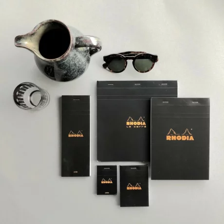 Blocnotes 8,5 x 12 cm, capsat, 80 file, N°12, Rhodia Basic, negru