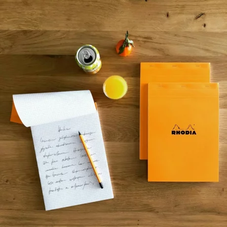 Blocnotes A4, capsat, 80 file, N°18, Rhodia Basic, orange