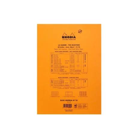 Blocnotes A4, capsat, 80 file, N°18, Rhodia Basic, orange