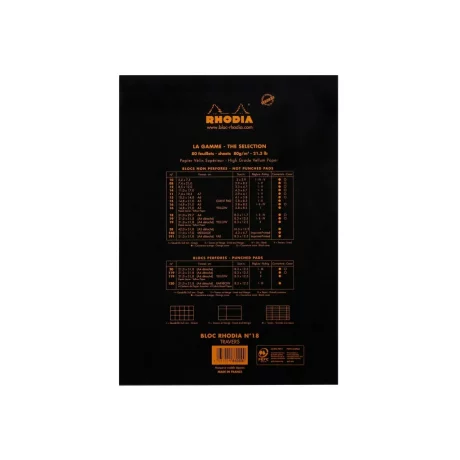 Blocnotes A4, capsat, 80 file, N°18, Rhodia black