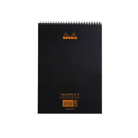 Blocnotes A4, spirală 80 file, Rhodia Classic, black