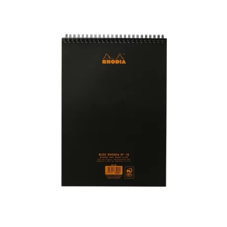 Blocnotes A4, spirală 80 file, Rhodia Classic, black