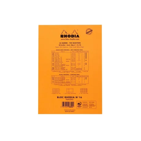 Blocnotes A5, capsat, 80 file, N°16, Rhodia Basic, orange