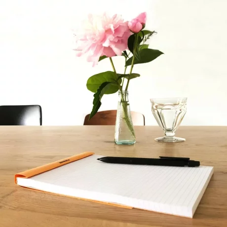 Blocnotes A5, capsat, 80 file, N°16, Rhodia Basic, orange