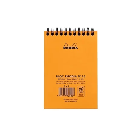 Blocnotes A6, spirală, 80 file, Rhodia Classic, orange