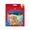 Creioane colorate hexagonale acuarelă + pensulă Faber-Castell 24 culori/set