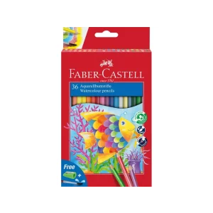 Creioane colorate hexagonale acuarelă + pensulă Faber-Castell 36 culori/set
