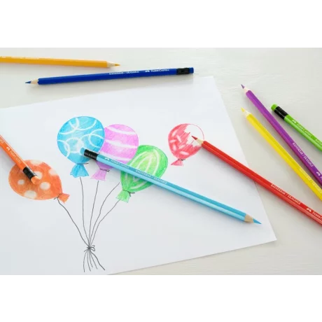 Creioane colorate hexagonale cu gumă eco Faber-Castell 12 culori/set