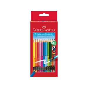 Creioane colorate hexagonale cu gumă eco Faber-Castell 12 culori/set