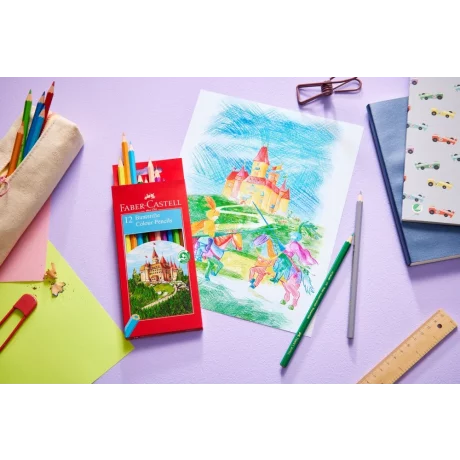 Creioane colorate hexagonale Faber-Castell 12 culori/set