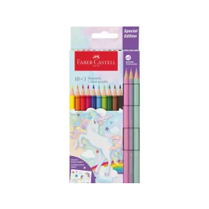 Creioane colorate hexagonale unicorni Faber-Castell 10 + 3 culori /set