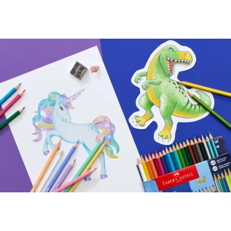 Creioane colorate hexagonale unicorni Faber-Castell 10 + 3 culori /set