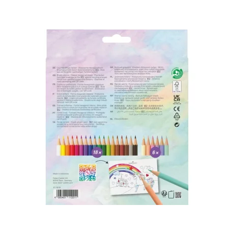 Creioane colorate hexagonale unicorni Faber-Castell 18 + 6 culori /set