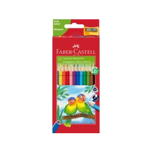Creioane colorate triunghiulare + ascuțitoare eco Faber-Castell 12 culori/set