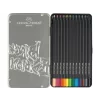 Creioane colorate triunghiulare black edition cutie metal Faber-Castell 12 culori/set