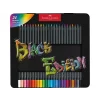 Creioane colorate triunghiulare black edition cutie metal Faber-Castell 24 culori/set