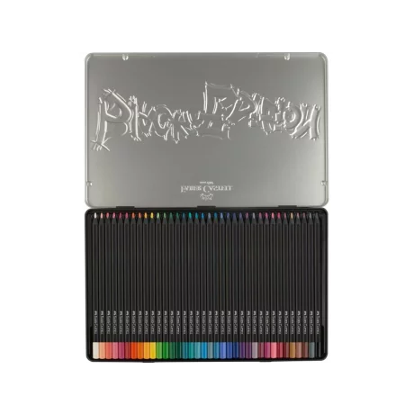 Creioane colorate triunghiulare black edition cutie metal Faber-Castell 36 culori/set