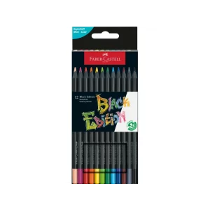 Creioane colorate triunghiulare black edition Faber-Castell 12 culori/set