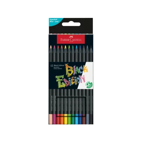 Creioane colorate triunghiulare black edition Faber-Castell 12 culori/set