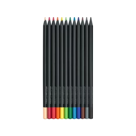 Creioane colorate triunghiulare black edition Faber-Castell 12 culori/set