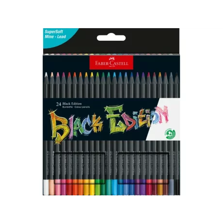 Creioane colorate triunghiulare black edition Faber-Castell 24 culori/set