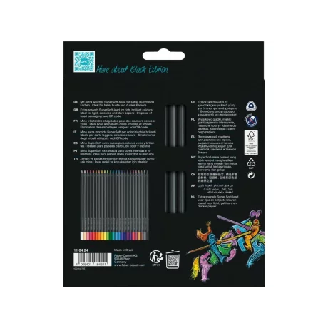 Creioane colorate triunghiulare black edition Faber-Castell 24 culori/set