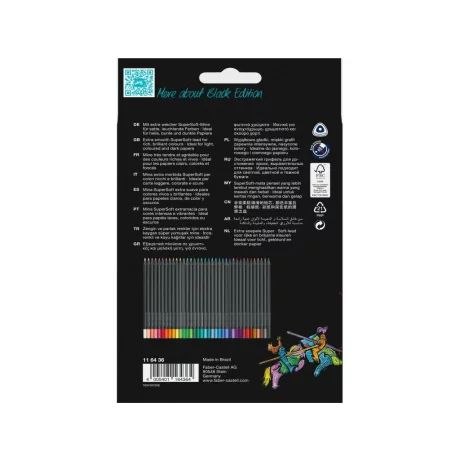 Creioane colorate triunghiulare black edition Faber-Castell 36 culori/set
