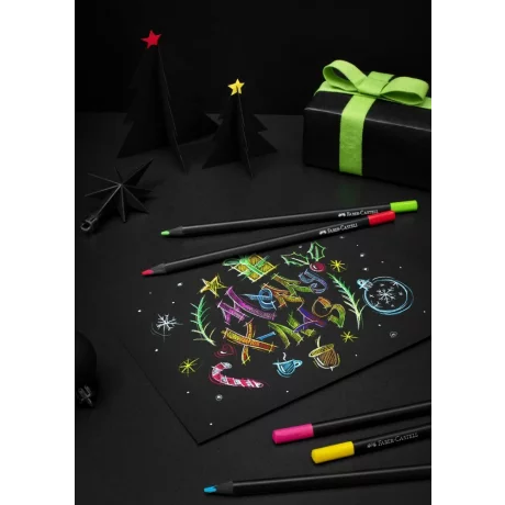 Creioane colorate triunghiulare black edition Faber-Castell 36 culori/set