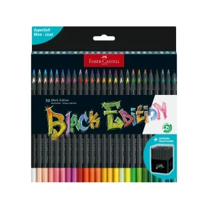 Creioane colorate triunghiulare black edition Faber-Castell 50 culori/set