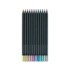 Creioane colorate triunghiulare black edition metalizate Faber-Castell 12 culori/set
