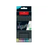 Creioane colorate triunghiulare black edition metalizate Faber-Castell 12 culori/set