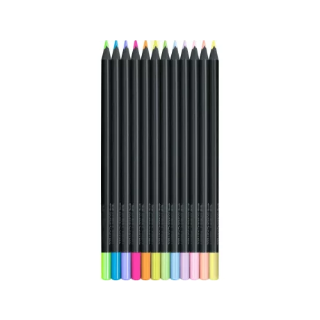 Creioane colorate triunghiulare black edition pastel + neon Faber-Castell 12 culori/set