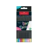 Creioane colorate triunghiulare black edition pastel + neon Faber-Castell 12 culori/set