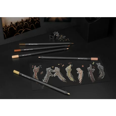 Creioane colorate triunghiulare black edition skin tones Faber-Castell 12 culori/set