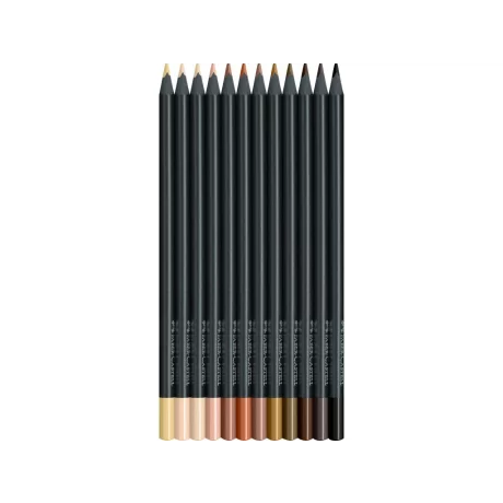 Creioane colorate triunghiulare black edition skin tones Faber-Castell 12 culori/set