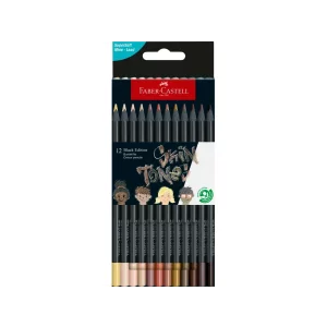 Creioane colorate triunghiulare black edition skin tones Faber-Castell 12 culori/set