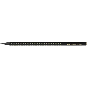 Creion grafit B triunghiular grip sparkle lemn negru midnight gold Faber-Castell